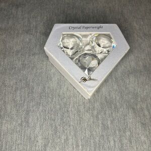 Oleg Cassini Crystal Paperweight - Silver and Clear